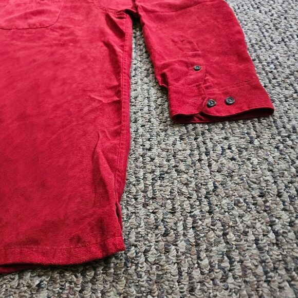 Consensus Sportswear Red Suede-like Long Sleeve Button Down 2XLarge - Picture 3 of 12